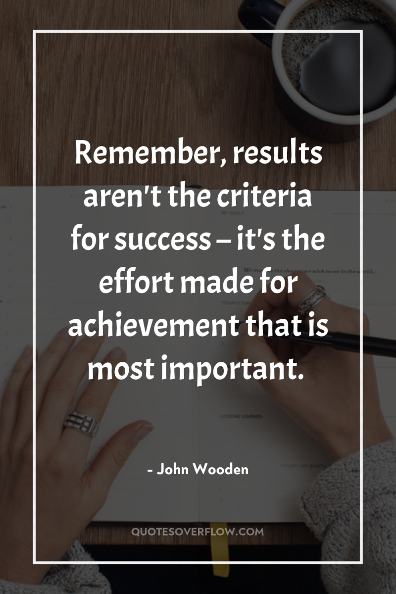 Remember, results aren't the criteria for success – it's the...