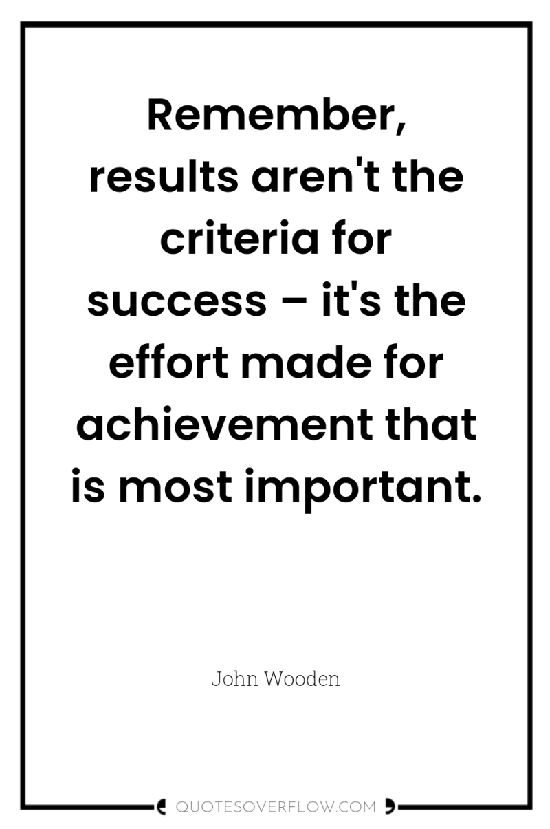 Remember, results aren't the criteria for success – it's the...