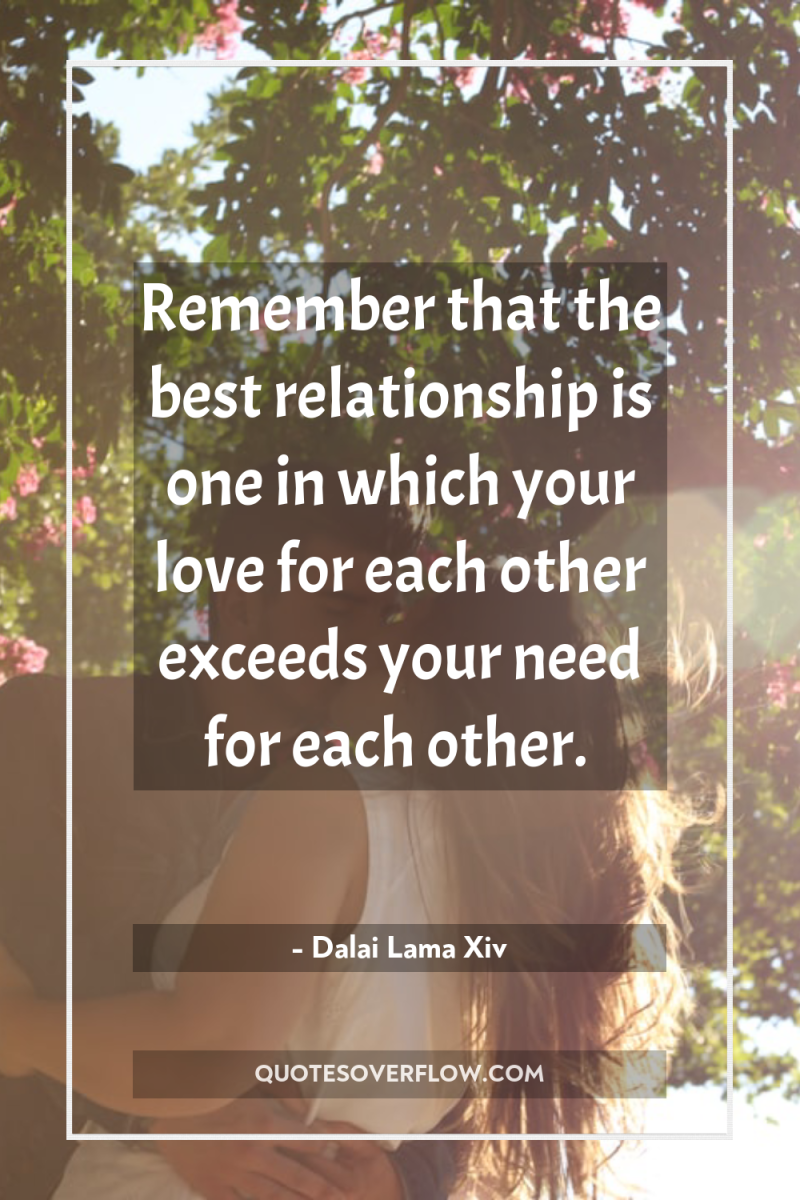 Remember that the best relationship is one in which your...