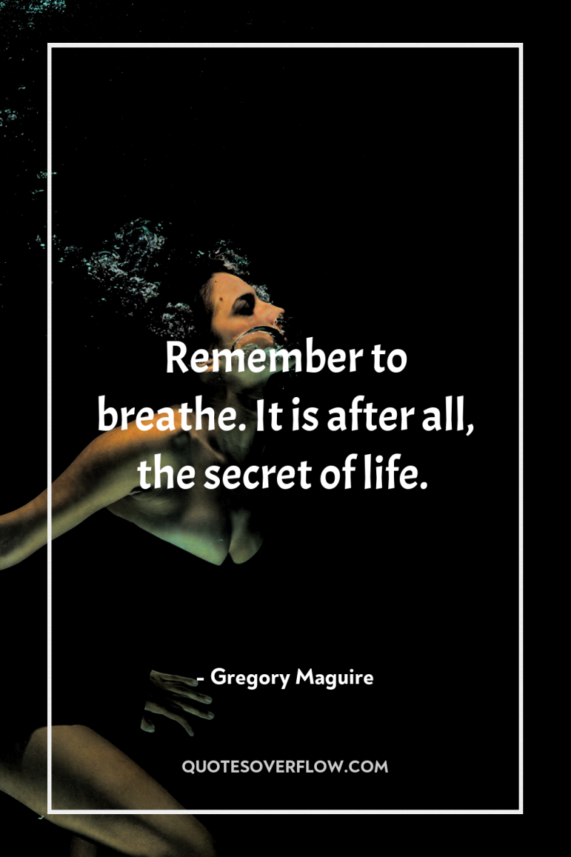 Remember to breathe. It is after all, the secret of...