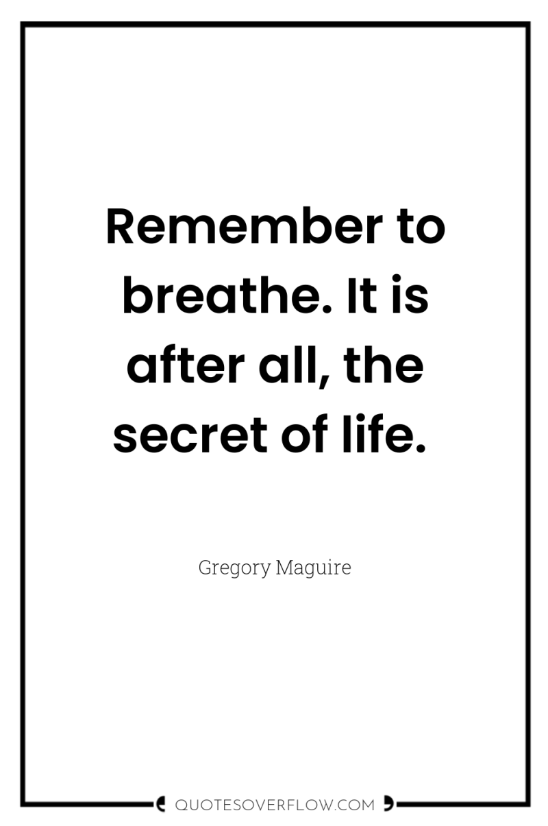 Remember to breathe. It is after all, the secret of...