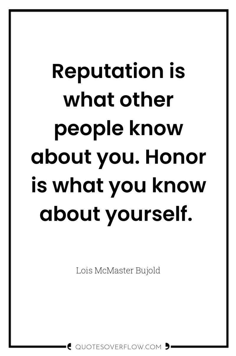 Reputation is what other people know about you. Honor is...