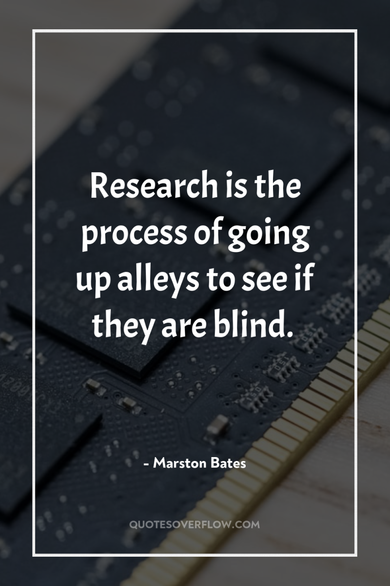 Research is the process of going up alleys to see...