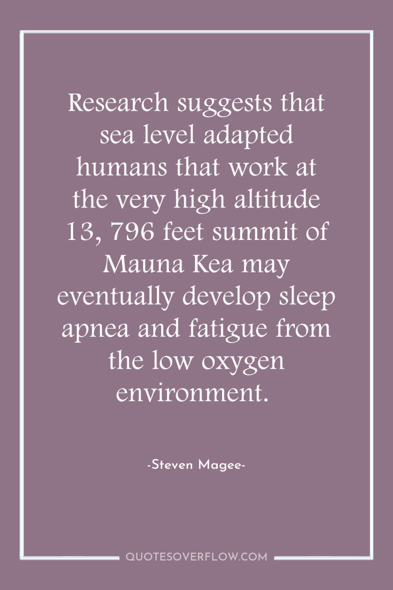 Research suggests that sea level adapted humans that work at...