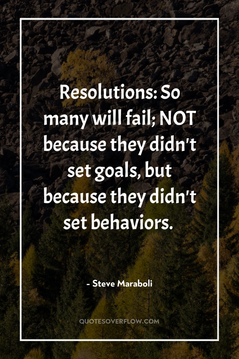 Resolutions: So many will fail; NOT because they didn't set...