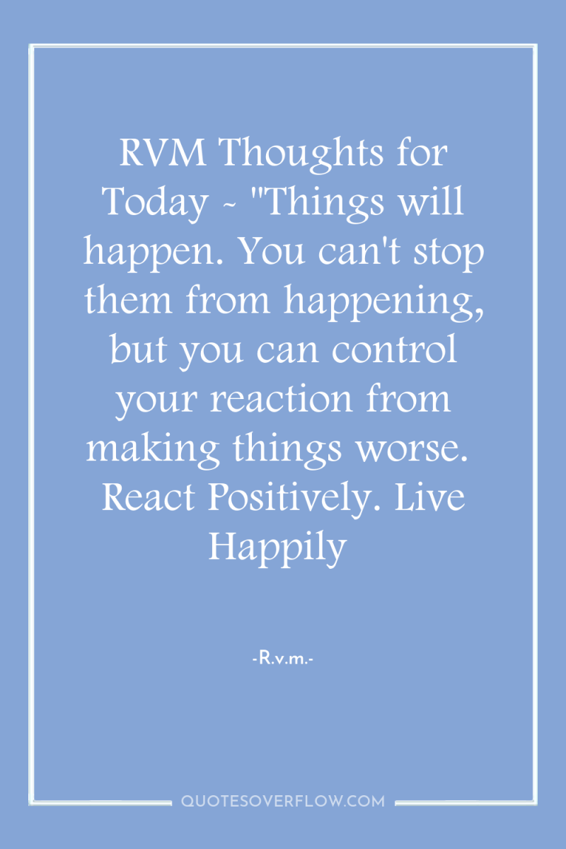 RVM Thoughts for Today - 