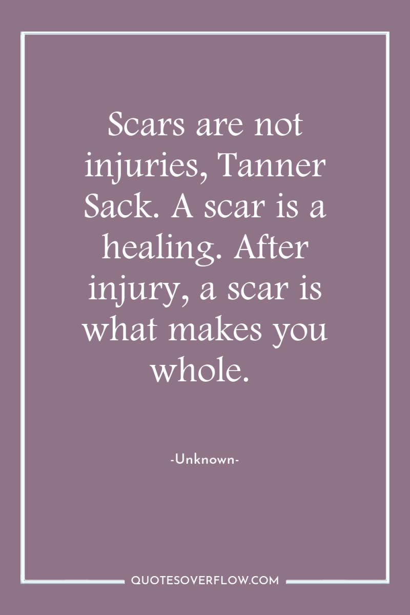Scars are not injuries, Tanner Sack. A scar is a...