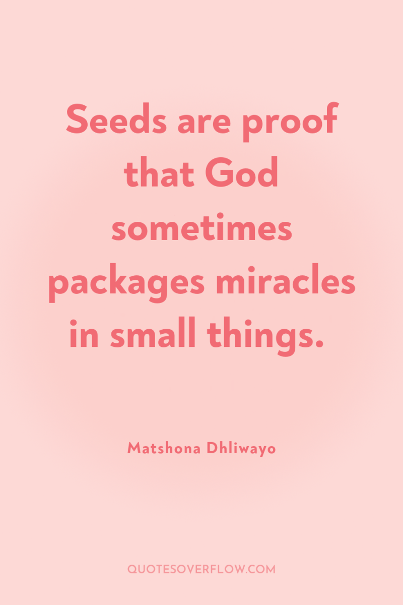 Seeds are proof that God sometimes packages miracles in small...