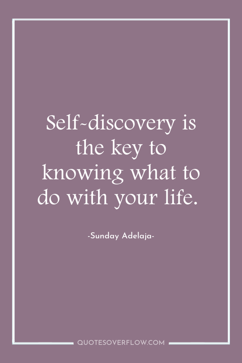 Self-discovery is the key to knowing what to do with...