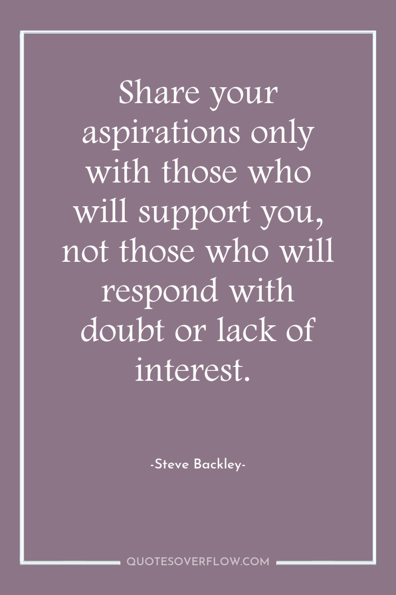 Share your aspirations only with those who will support you,...
