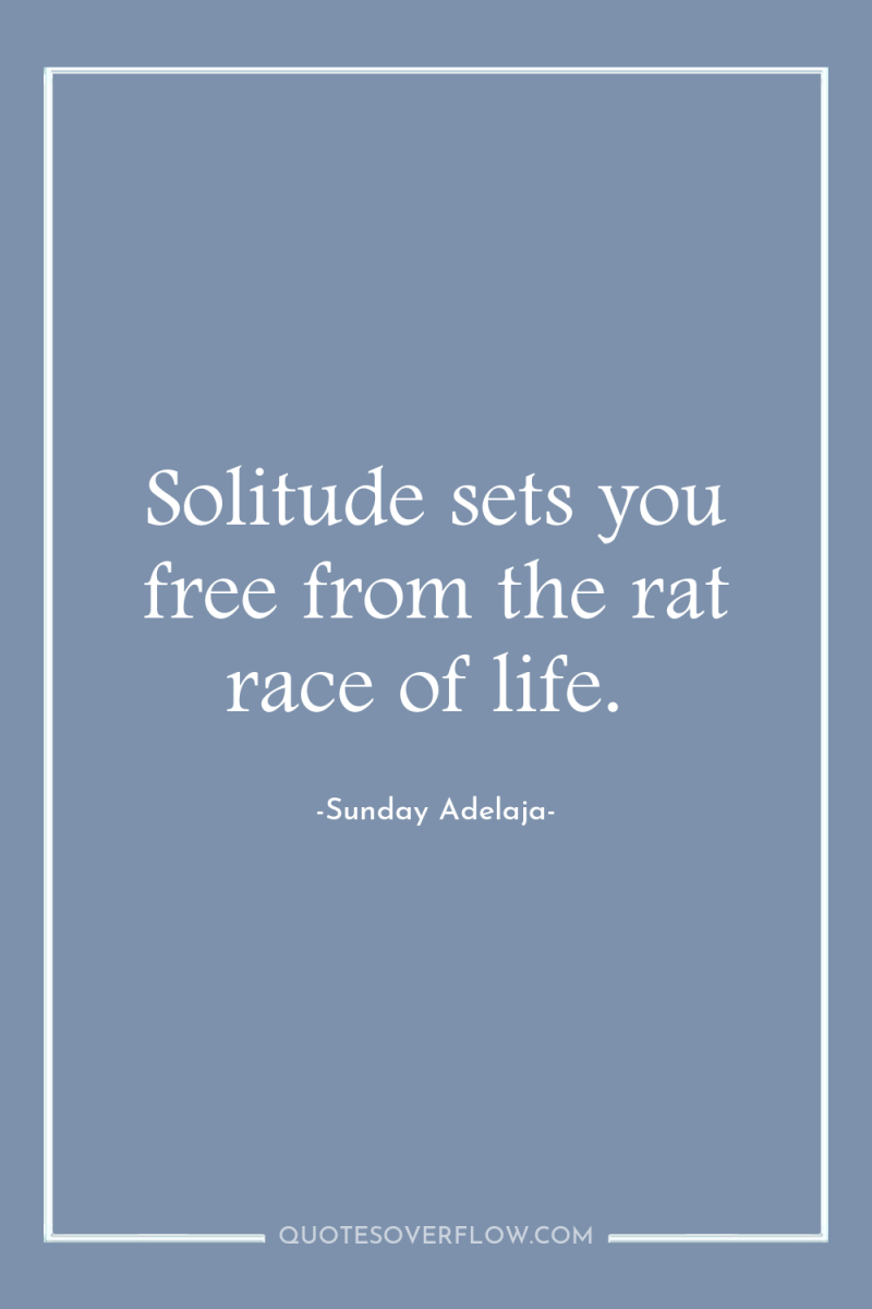 Solitude sets you free from the rat race of life. 