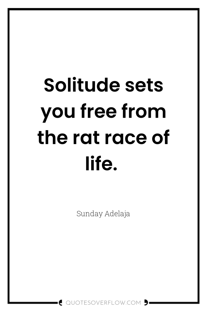 Solitude sets you free from the rat race of life. 