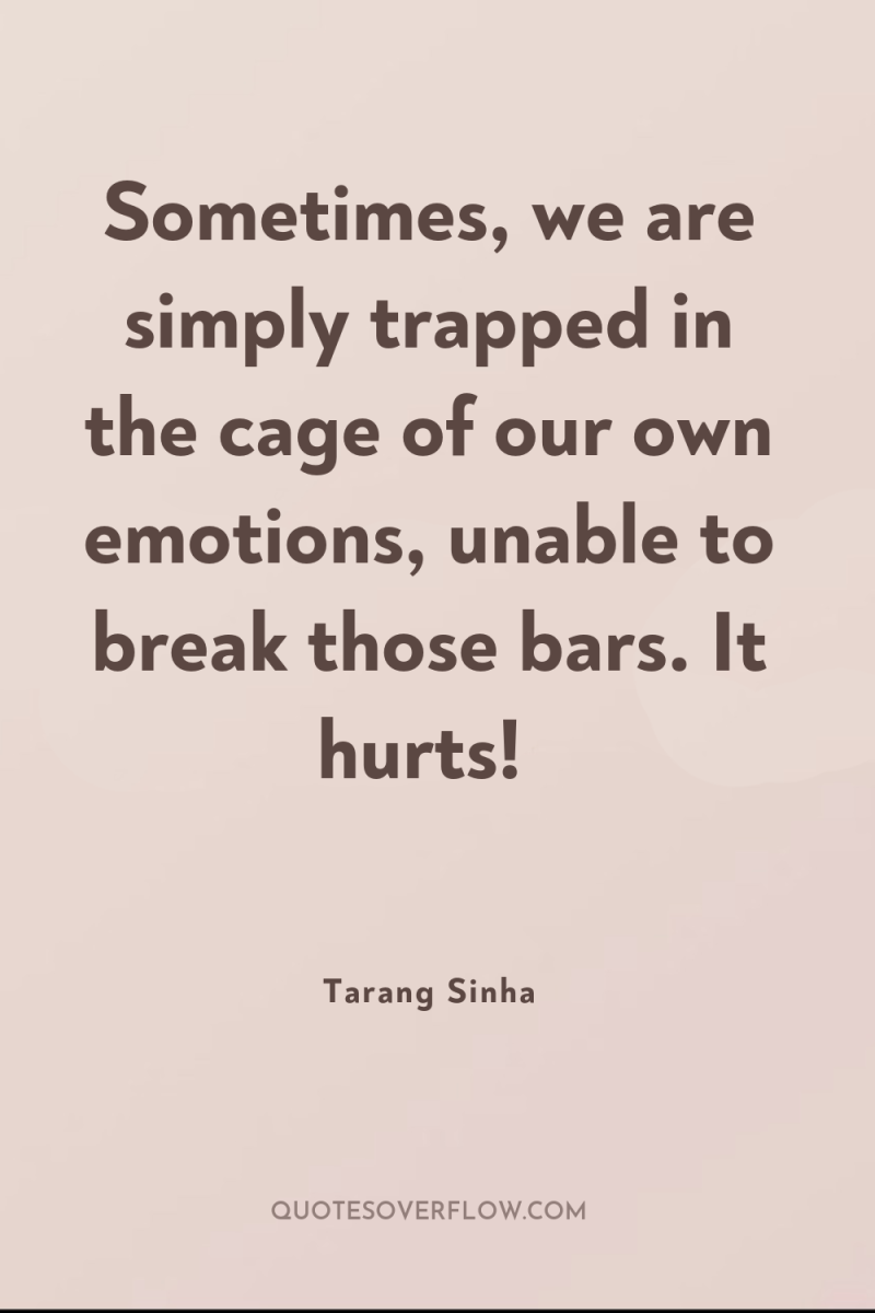 Sometimes, we are simply trapped in the cage of our...