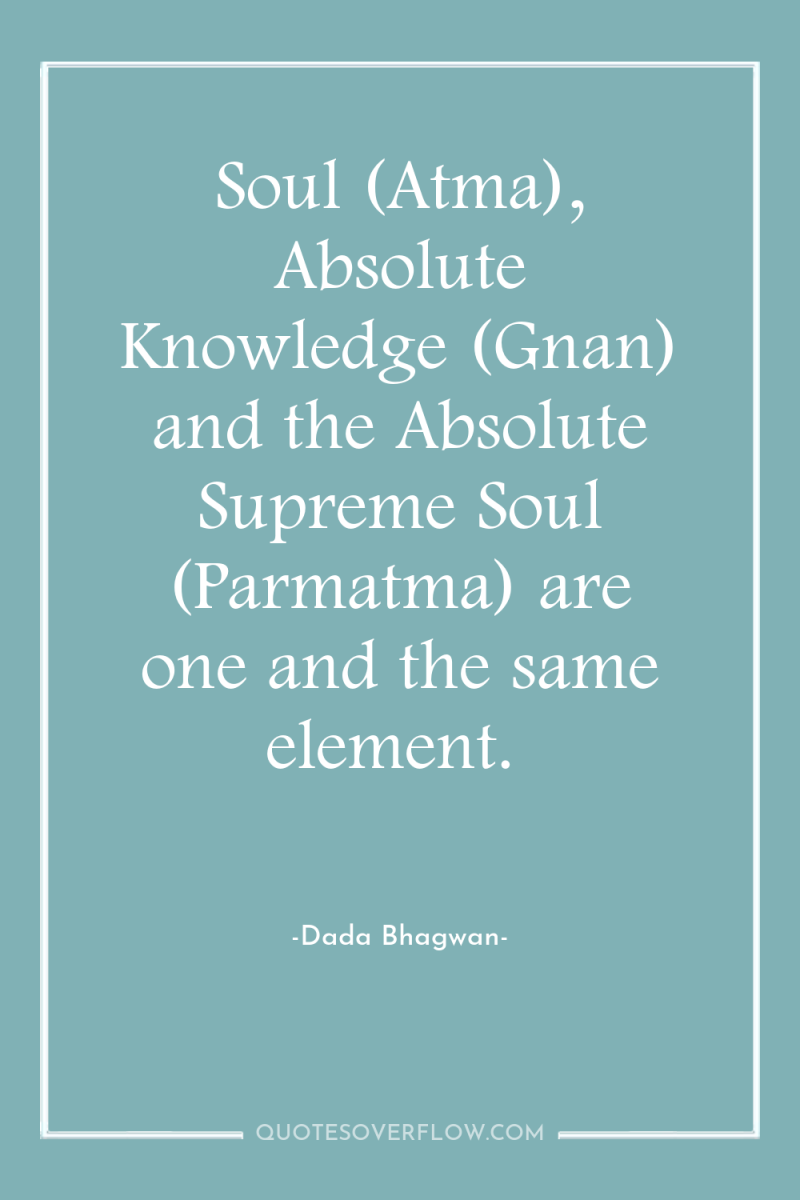 Soul (Atma), Absolute Knowledge (Gnan) and the Absolute Supreme Soul...