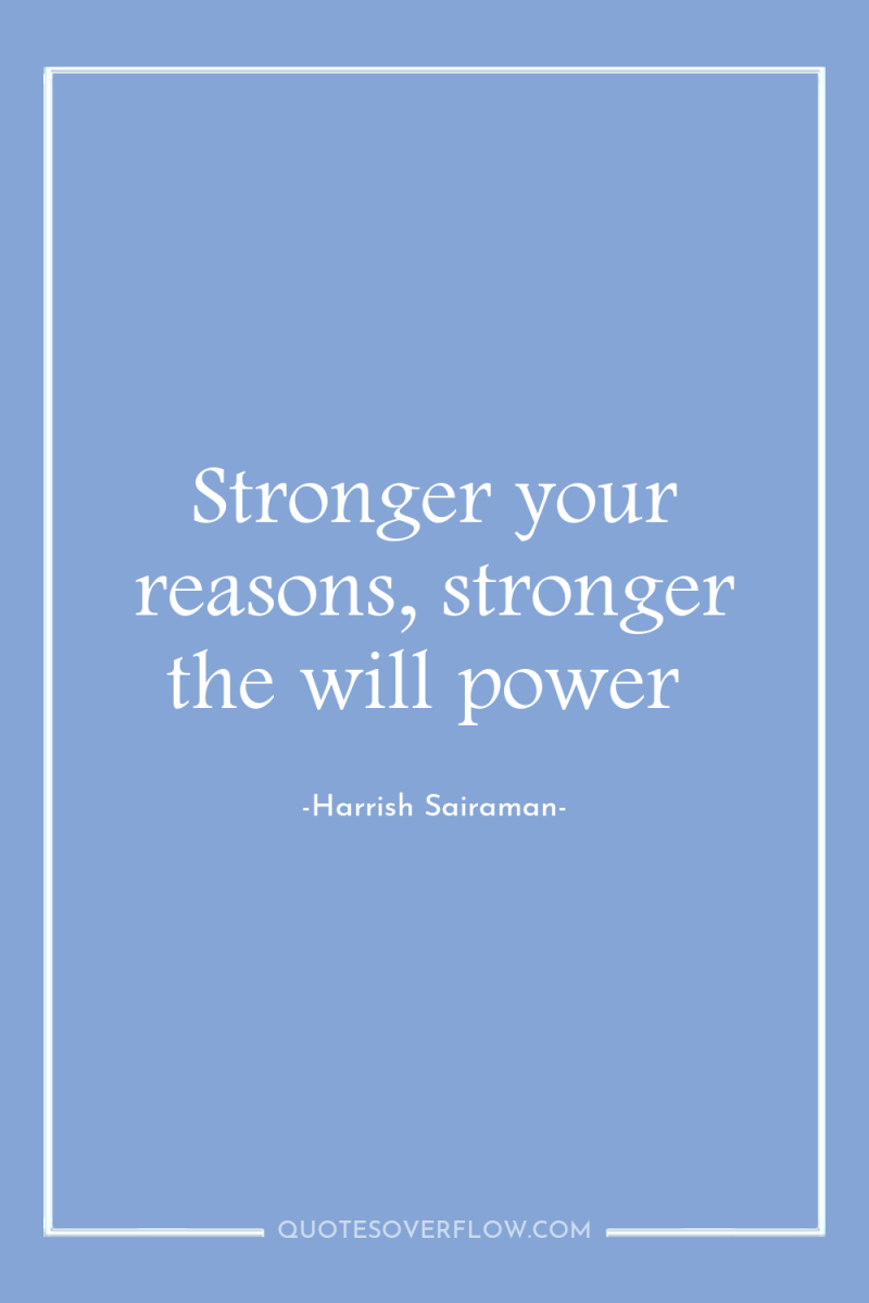 Stronger your reasons, stronger the will power 