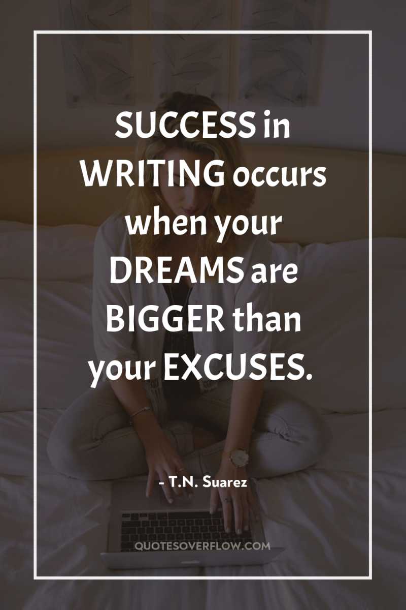 SUCCESS in WRITING occurs when your DREAMS are BIGGER than...