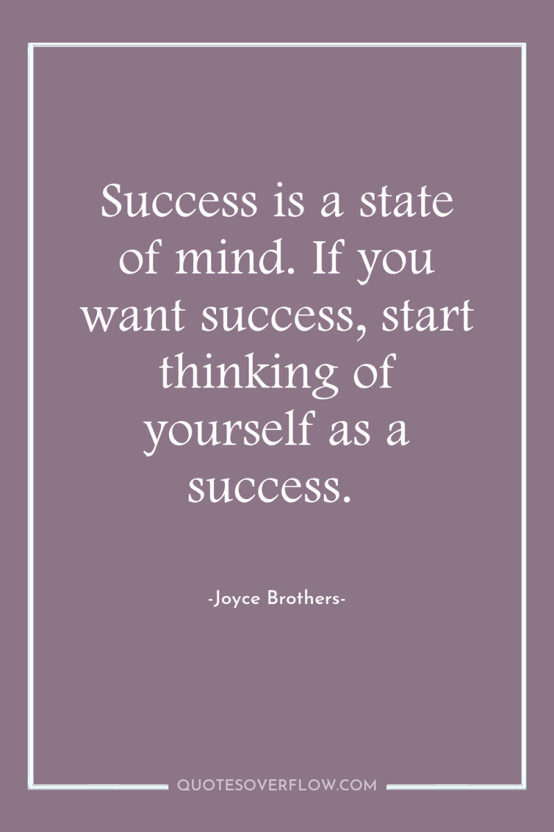 Success is a state of mind. If you want success,...