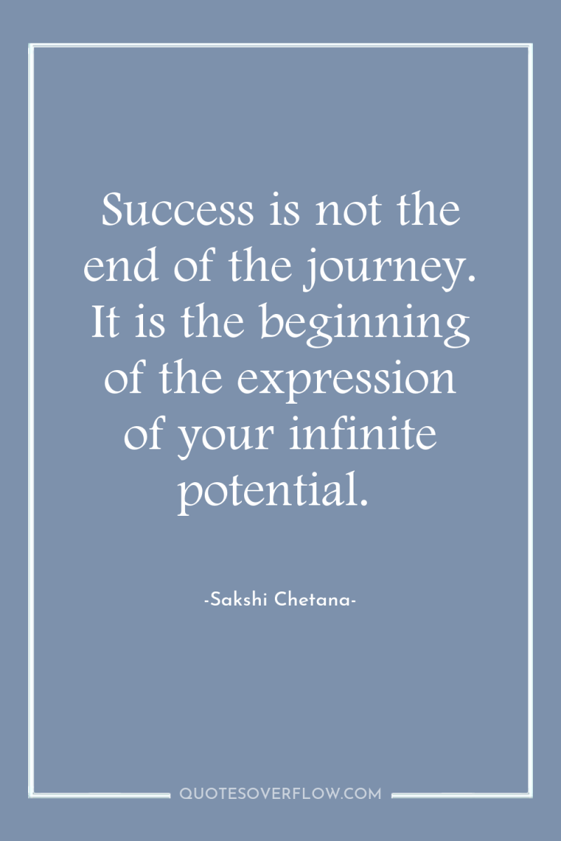 Success is not the end of the journey. It is...