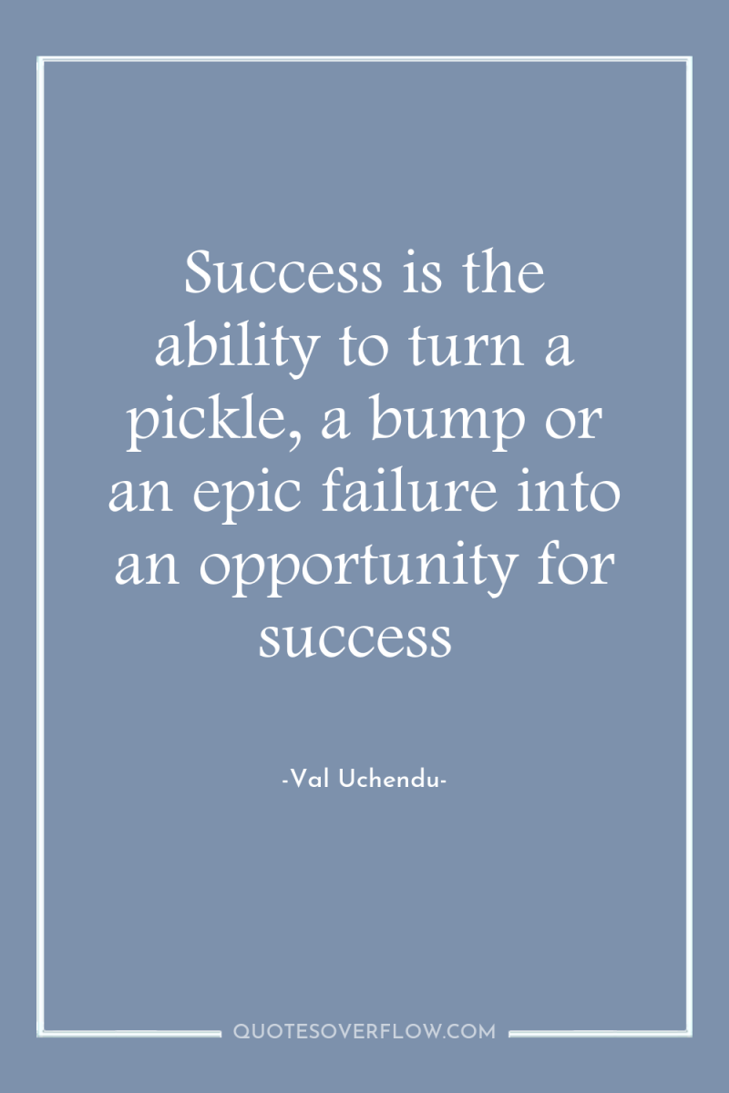 Success is the ability to turn a pickle, a bump...