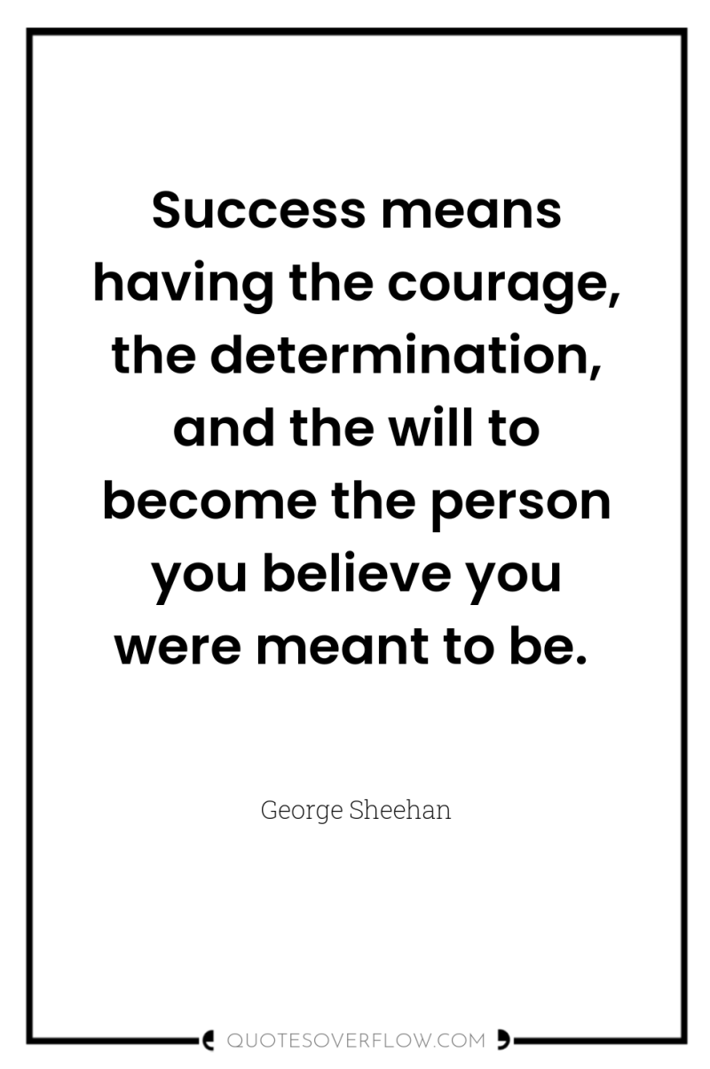 Success means having the courage, the determination, and the will...