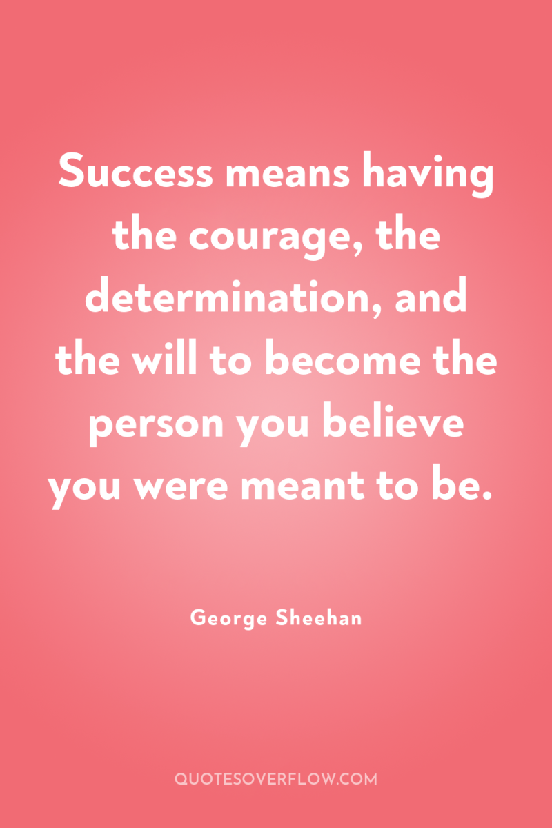 Success means having the courage, the determination, and the will...