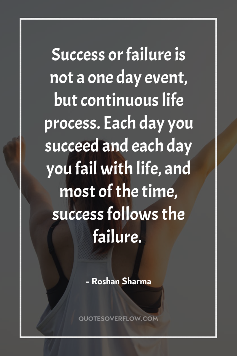 Success or failure is not a one day event, but...