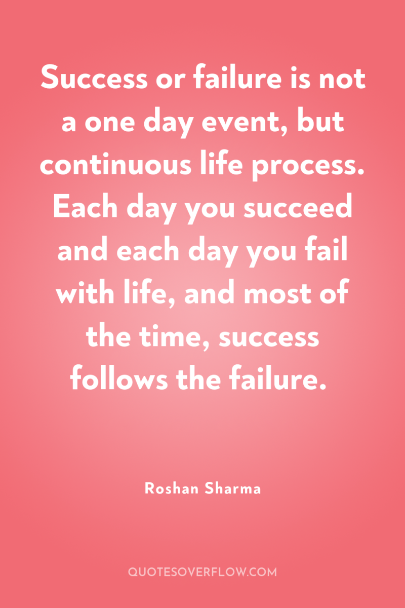 Success or failure is not a one day event, but...
