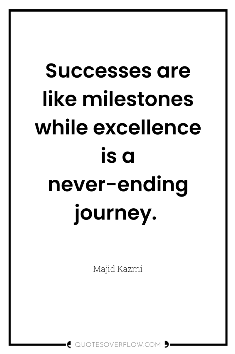 Successes are like milestones while excellence is a never-ending journey. 
