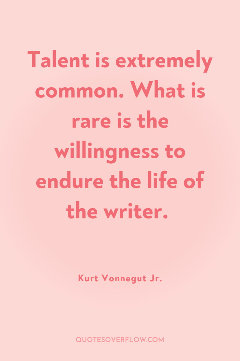 Talent is extremely common. What is rare is the willingness...