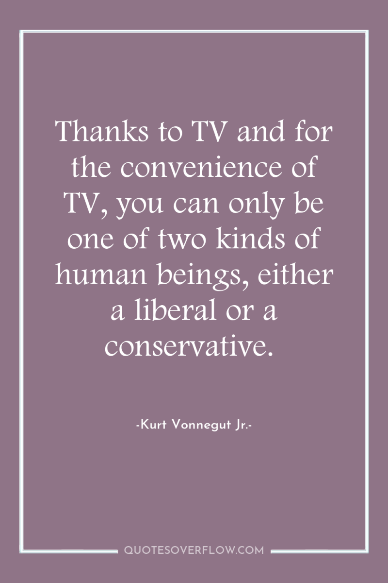 Thanks to TV and for the convenience of TV, you...