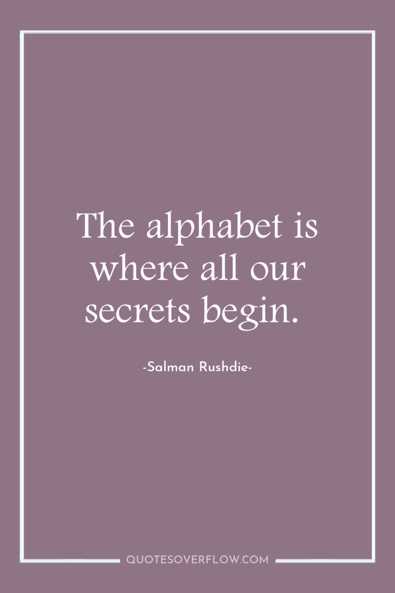 The alphabet is where all our secrets begin. 
