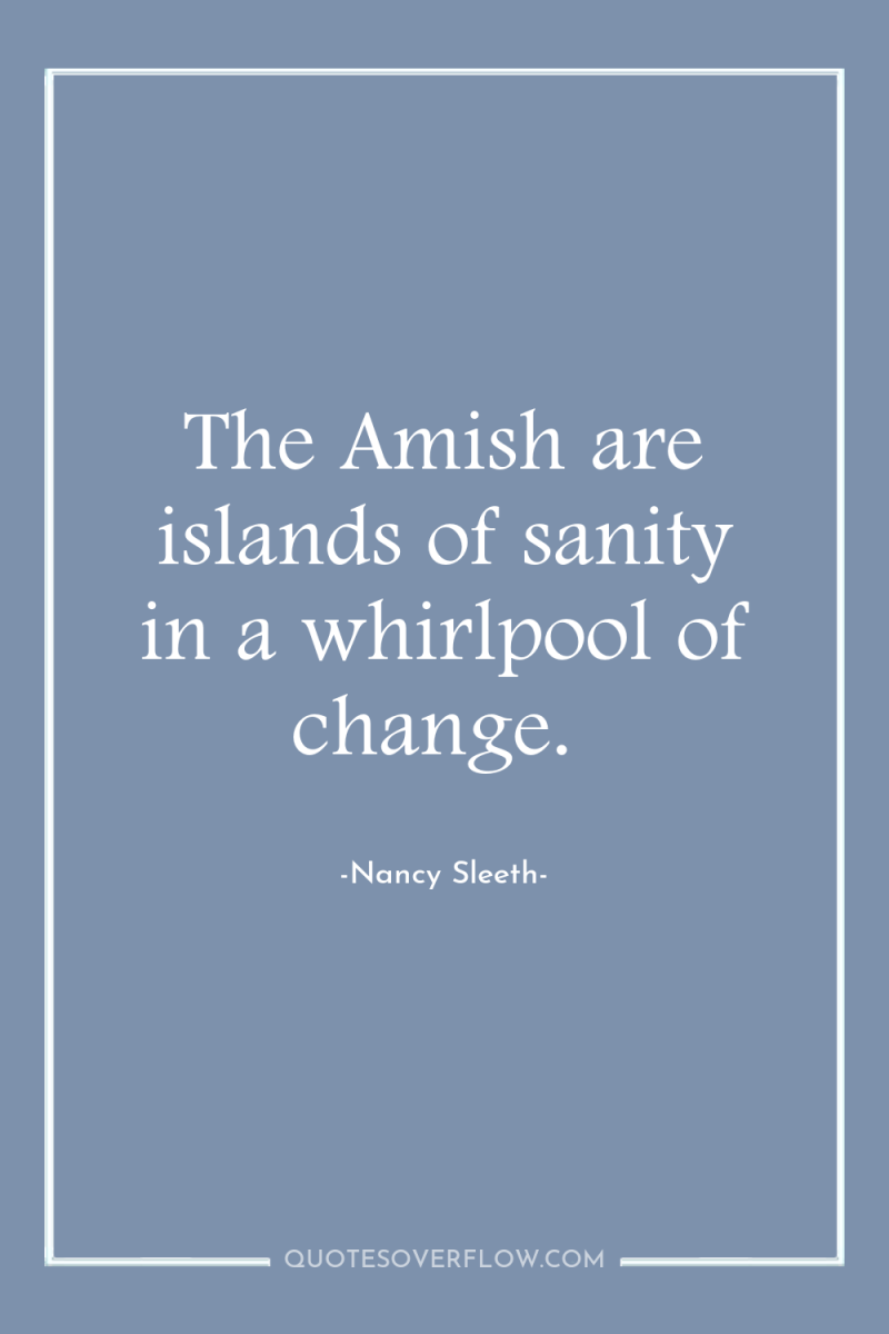 The Amish are islands of sanity in a whirlpool of...