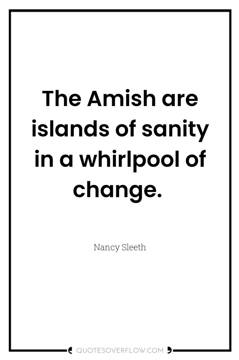 The Amish are islands of sanity in a whirlpool of...