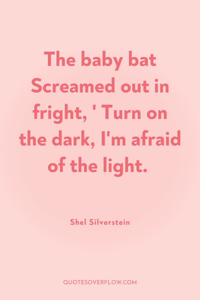 The baby bat Screamed out in fright, ' Turn on...