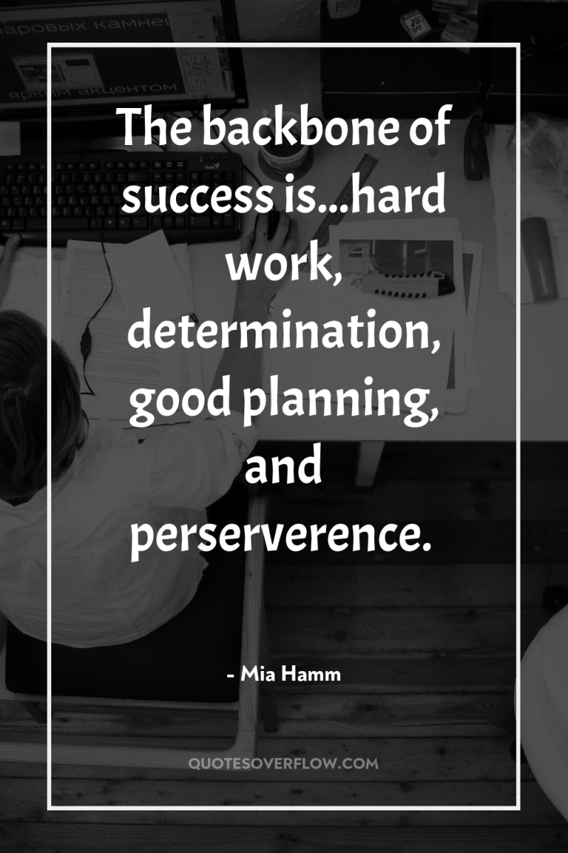 The backbone of success is...hard work, determination, good planning, and...