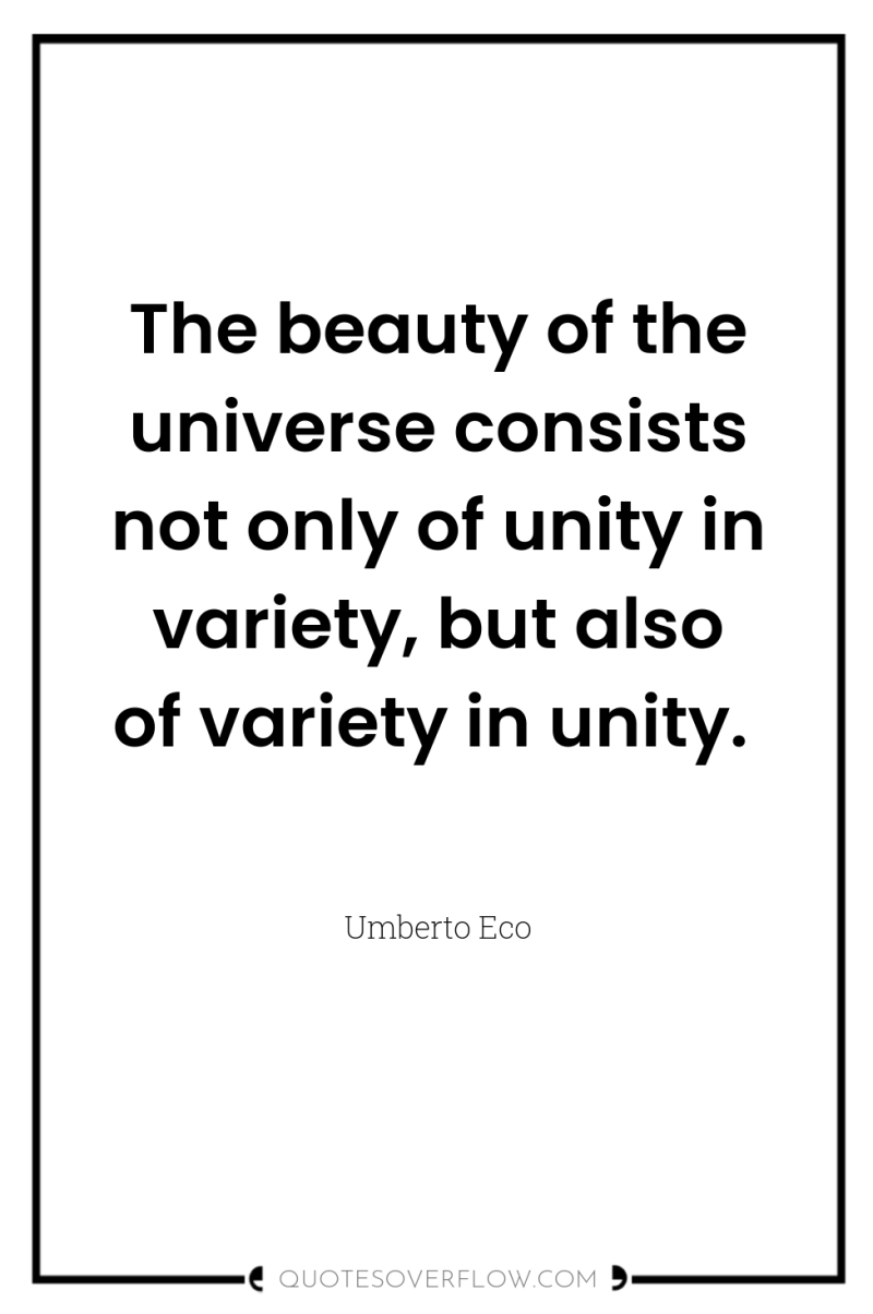 The beauty of the universe consists not only of unity...