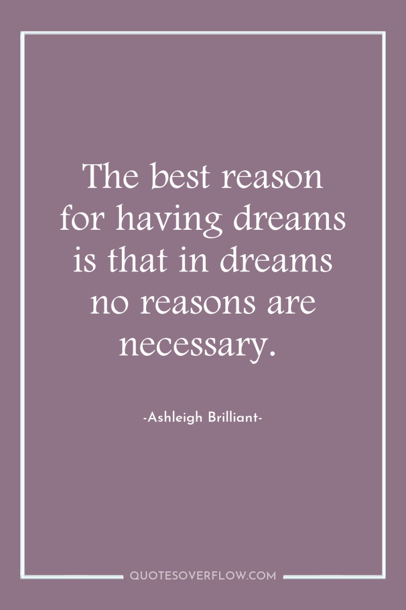 The best reason for having dreams is that in dreams...