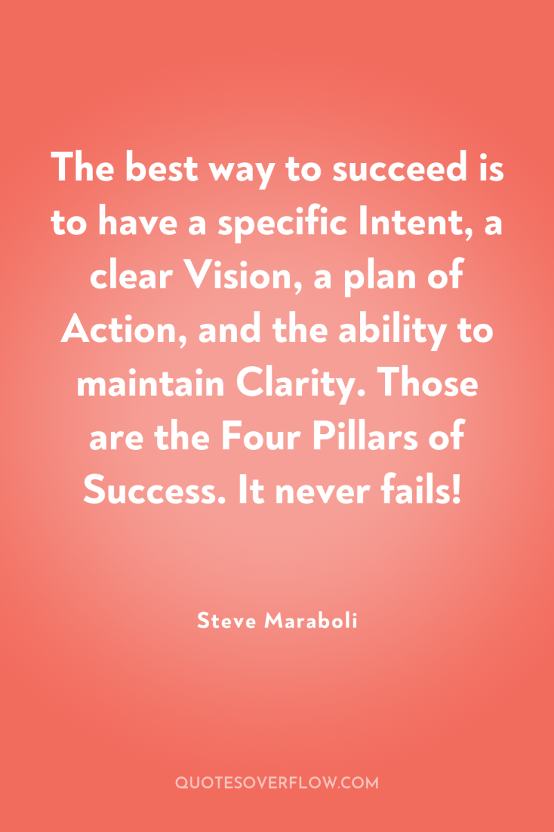 The best way to succeed is to have a specific...