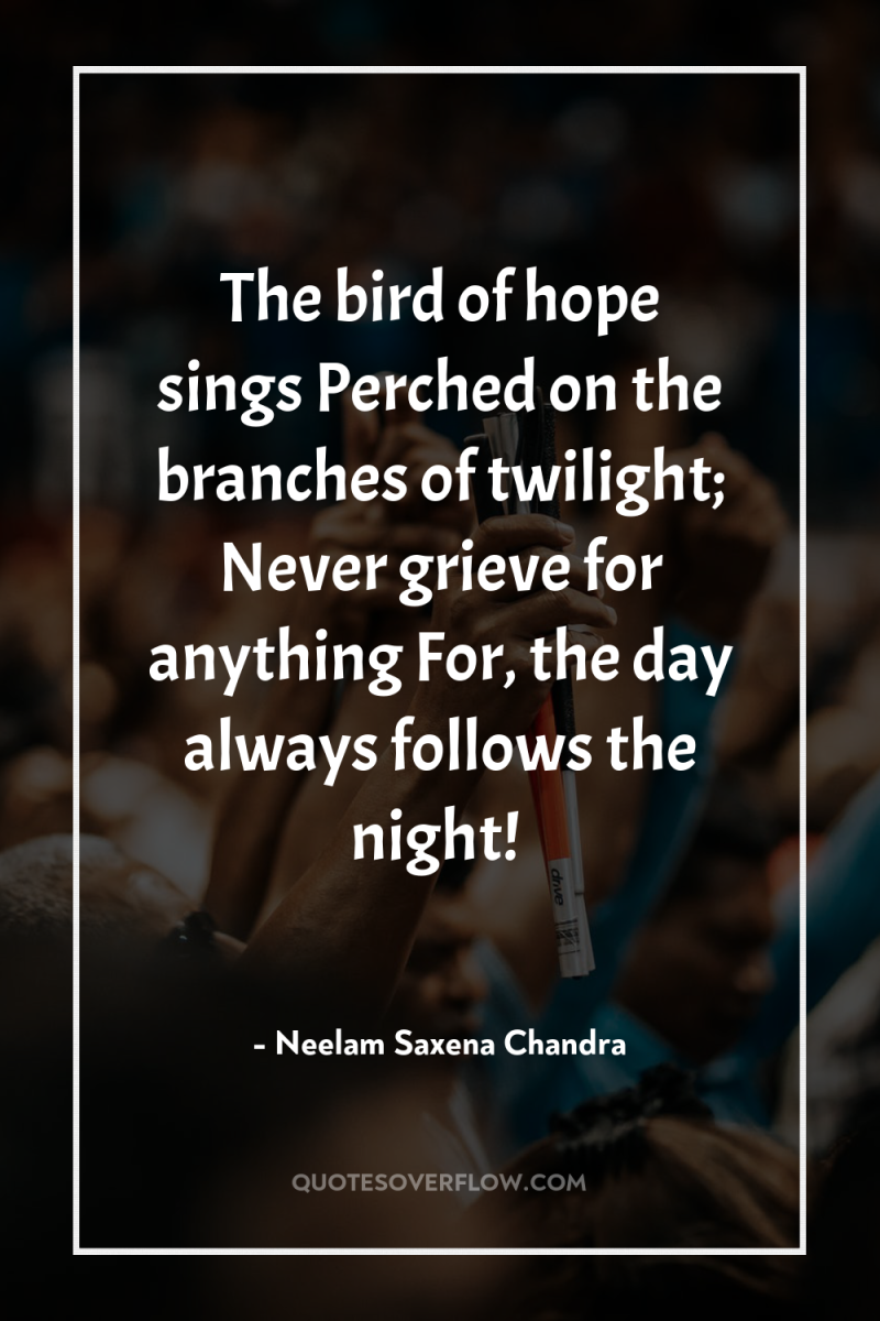The bird of hope sings Perched on the branches of...