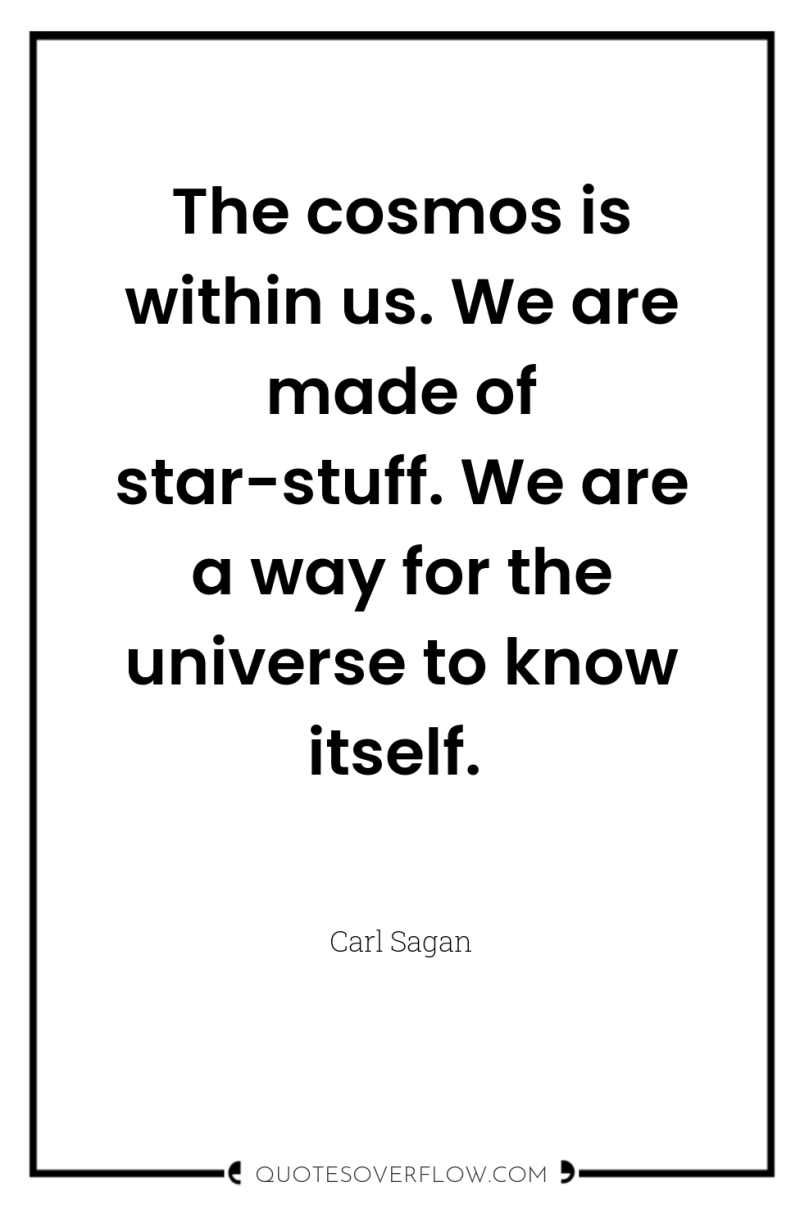 The cosmos is within us. We are made of star-stuff....