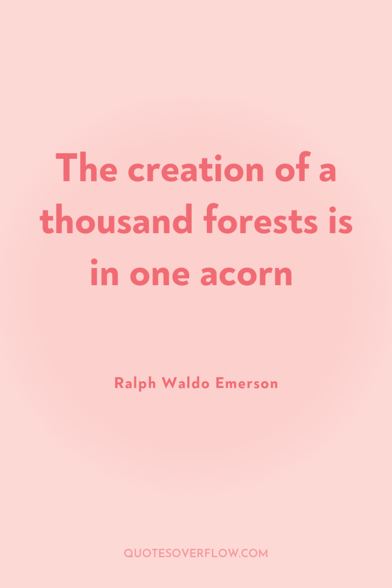 The creation of a thousand forests is in one acorn 