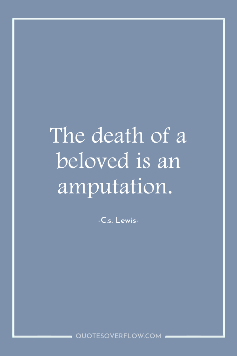 The death of a beloved is an amputation. 