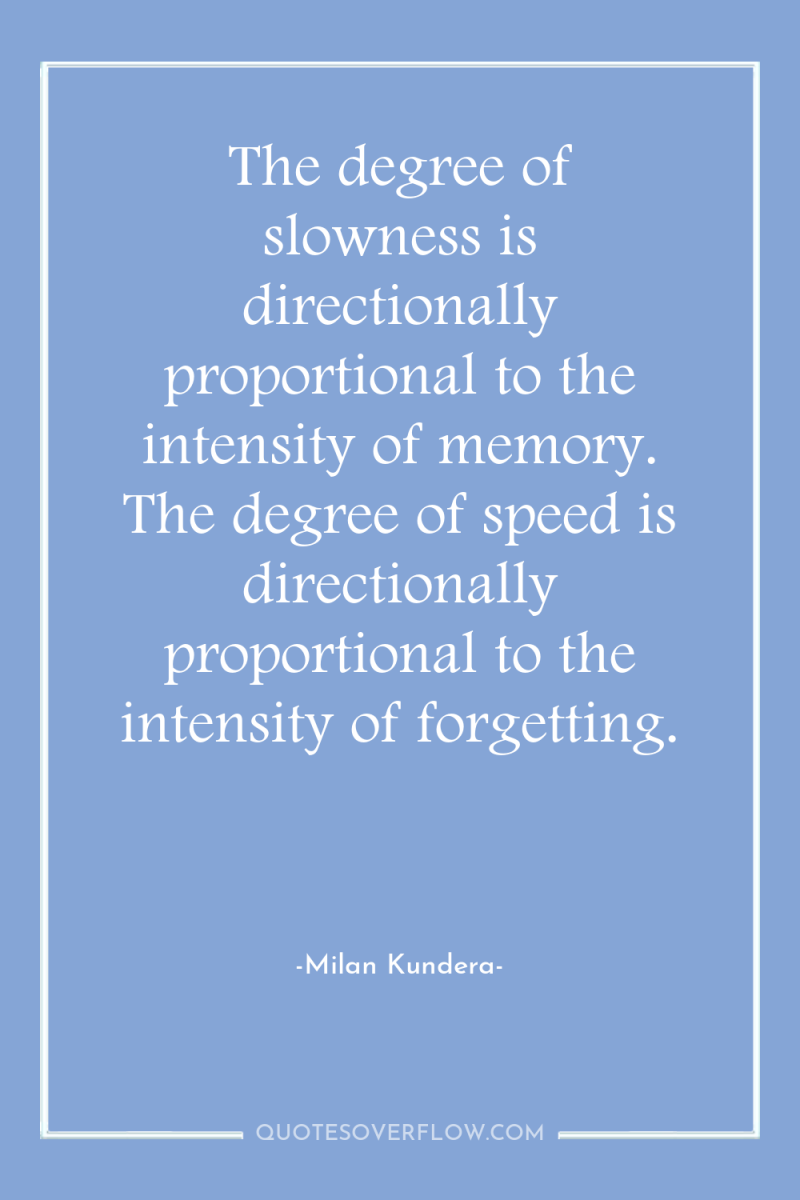 The degree of slowness is directionally proportional to the intensity...