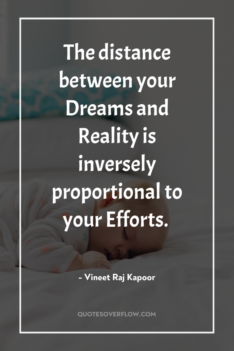 The distance between your Dreams and Reality is inversely proportional...