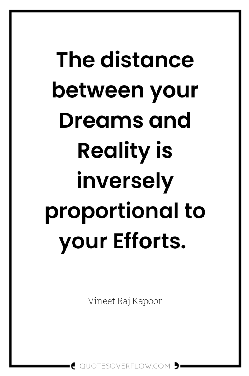 The distance between your Dreams and Reality is inversely proportional...