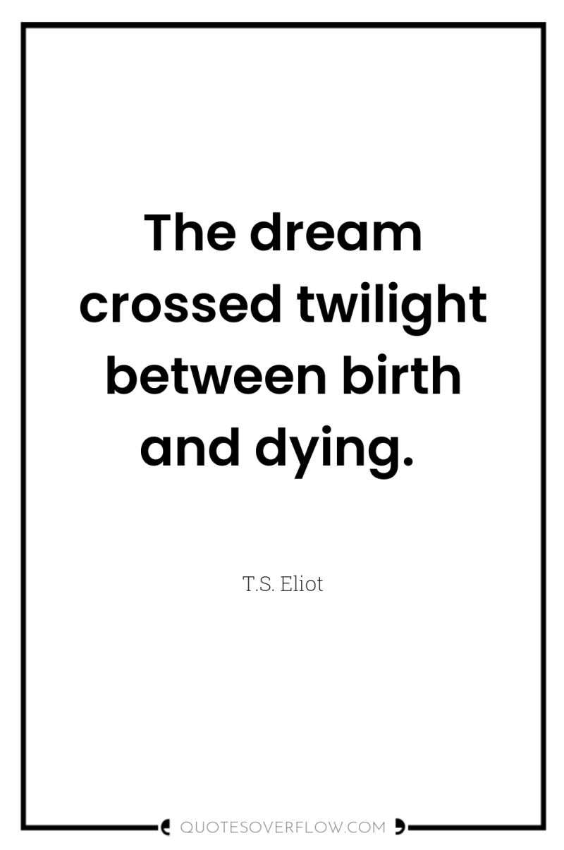 The dream crossed twilight between birth and dying. 