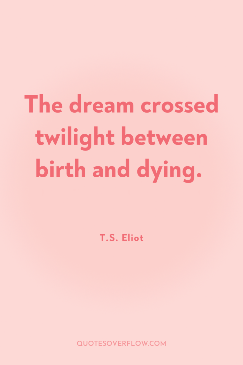 The dream crossed twilight between birth and dying. 