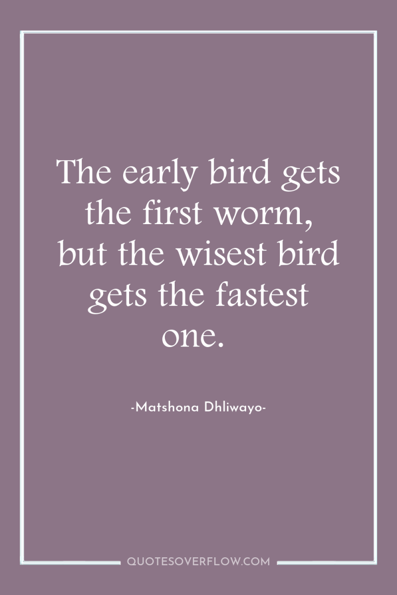 The early bird gets the first worm, but the wisest...
