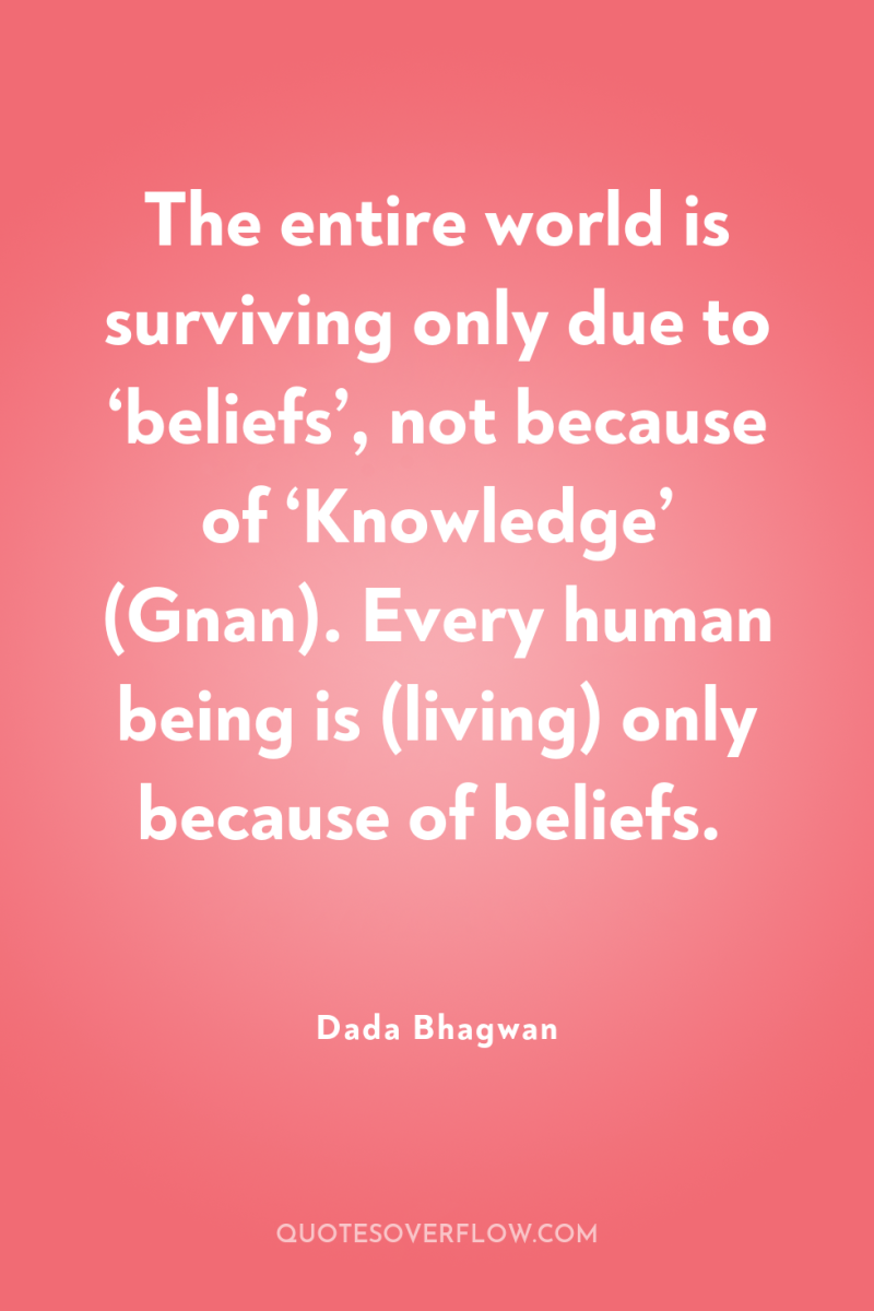 The entire world is surviving only due to ‘beliefs’, not...