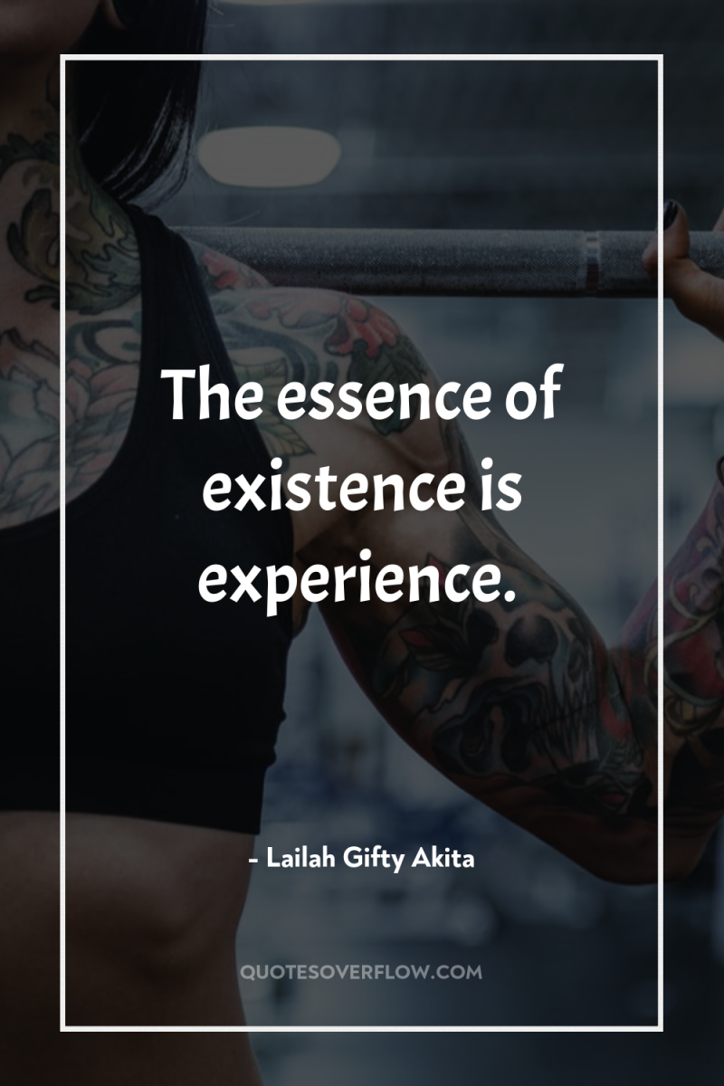 The essence of existence is experience. 